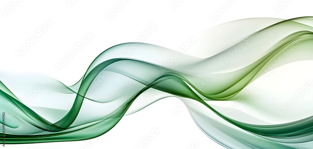 Poster abstract wave patterns in green and white, ideal for backgrounds or design projects.