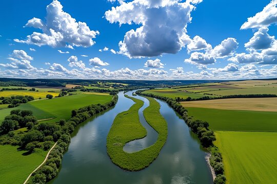 A large-scale rewilding project, where former industrial lands are being restored to natural habitats, helping capture carbon and preserve biodiversity