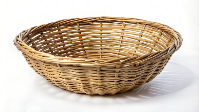 Empty Cane Basket (Tokri in Hindi, Topli in Marathi) Isolated Against a White Background






