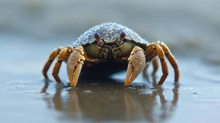 Close-Up of a Crustacean on Sandy Shoreline