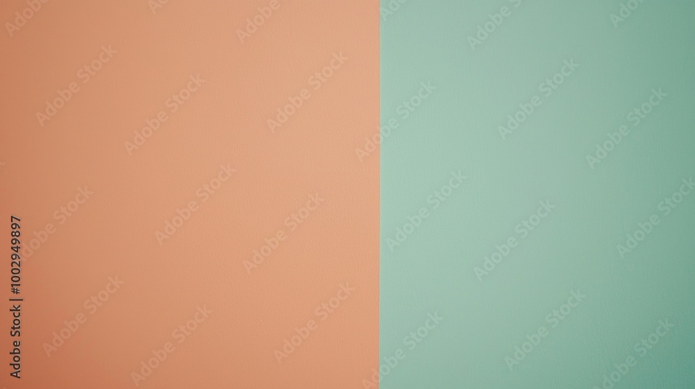 Aufkleber peach and green background is divided vertically, providing a simple yet vibrant backdrop. the contr