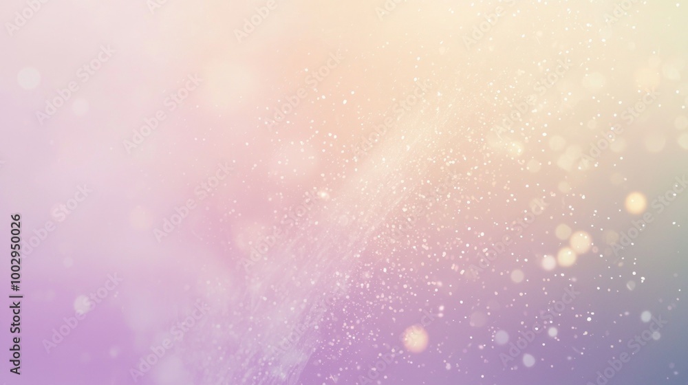 Poster Soft pastel colors blend in an abstract background with bokeh and particles, creating a dreamy, ethereal atmosphere