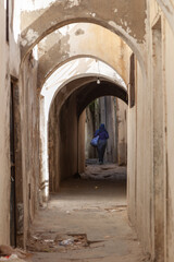 Tripoli, Libya, 4 November 2009.  A pedestrian street in the old city, Ghadema, in Tripoli. Arches make a big part of the architecture of the old city.