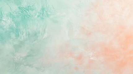 Obraz premium Soothing watercolor background transitions from mint green to warm peach, adding elegance and peace to any project. Perfect for invitations, posters, or banners with a nature-inspired gradient