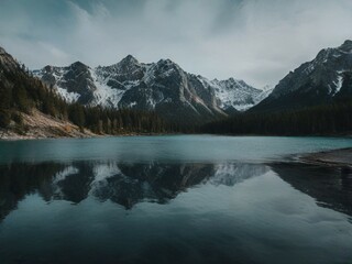 mountain lake reflection
