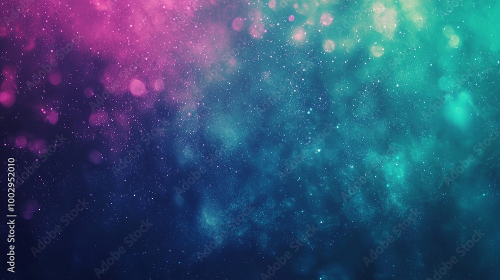 Poster abstract universe background with swirling pink and blue nebula clouds of gas and dust, creating a m