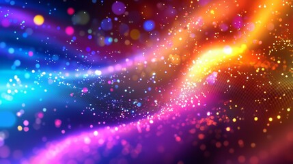 Fototapeta premium Abstract background is forming from shining colorful particles with bokeh which can be used for any fashion, party, celebration and clubbing background