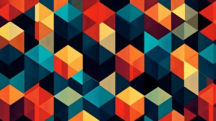 an abstract geometric pattern featuring a series of three-dimensional cubes. The cubes are arranged in a repeating pattern, creating an optical illusion of depth