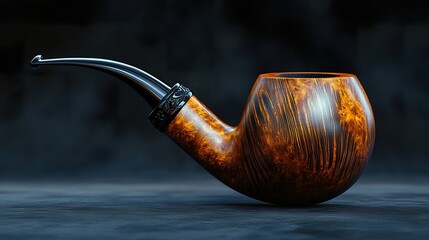 Close up View of a Pipe's Curved Bowl and Stem