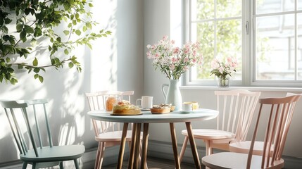 Obraz premium An inviting breakfast area with Scandinavian simplicity