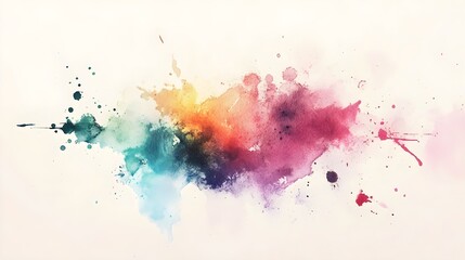  an abstract watercolor painting with a splash of vibrant colors on a white background. The colors blend into each other, creating a gradient effect