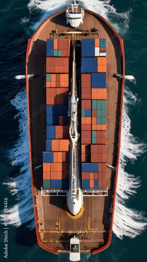 Wall mural cargo container transport ship in the ocean