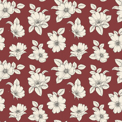 Bicolor rose floral pattern. Modern botanical design