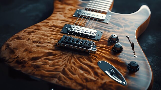 Electric Guitar with Distinctive Pickups and Body Shape