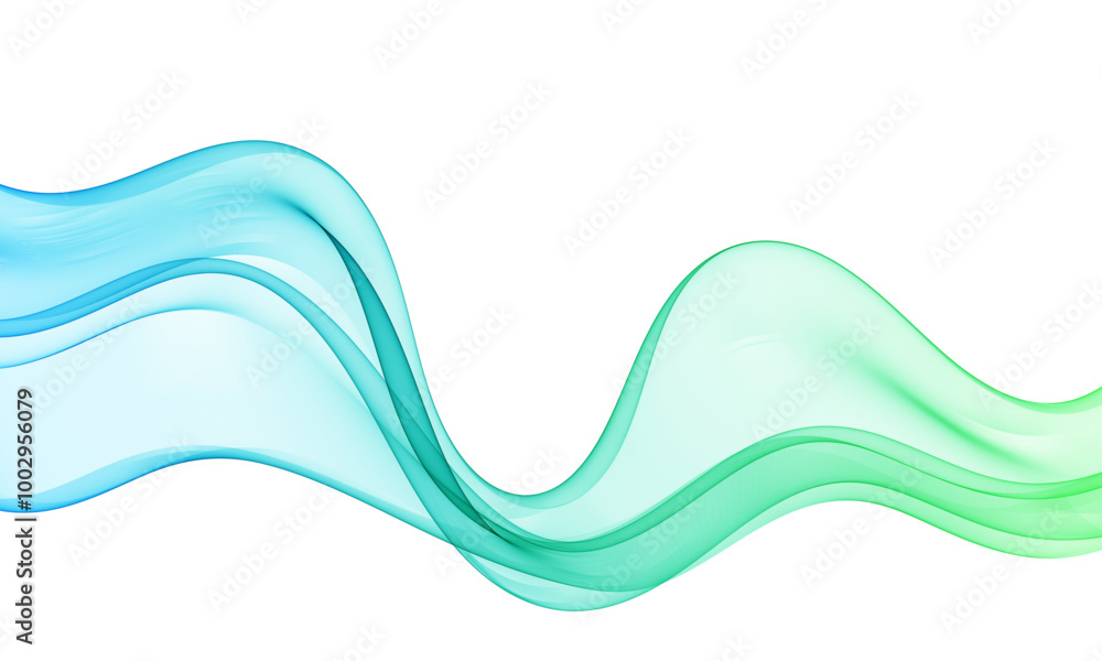 Wall mural blue and green transparent wave flow.