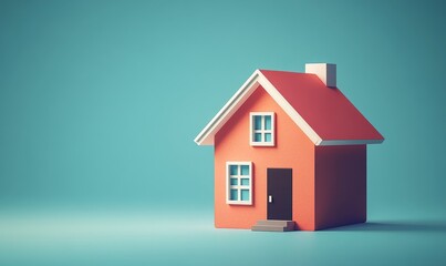 A simple house symbol in cartoon minimal style represents real estate or mortgage concepts in 3D  form, Generative AI