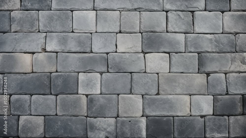 Poster a seamless pattern of square, gray stone bricks arranged neatly in rows. the texture is uniform, mak