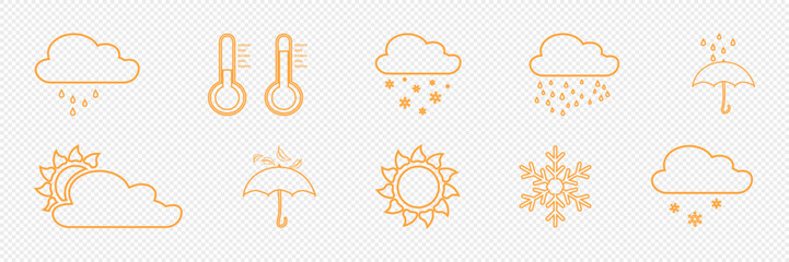 Weather icons, bad weather, sunny weather, Vector on white background.