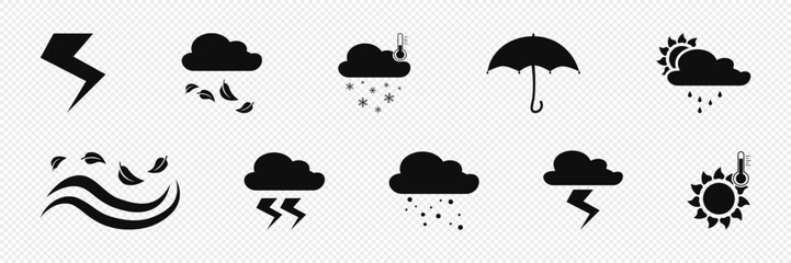 Weather icons, bad weather, sunny weather, Vector on white background.