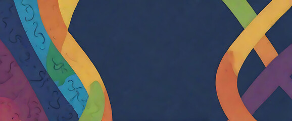 Obraz premium World Autism Awareness Day background featuring a vibrant rainbow-colored infinity symbol on a blue backdrop, symbolizing autism, ADHD, and neurodiversity inclusion and support-Copy Space