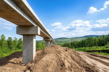 Eco-bridge construction designed to allow wildlife to safely cross highways, bridge construction, wildlife corridors