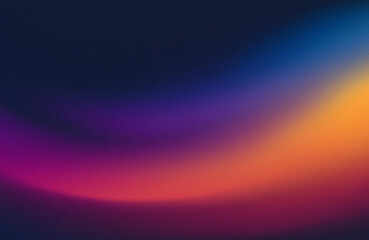 Dark color gradient wave background, purple red yellow blue, grainy texture effect, banner poster cover abstract design, black copy space