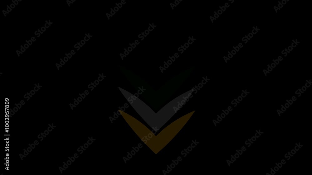 Poster modern glowing arrow going down, utilizing bold visuals and immersive effects for dynamic user inter