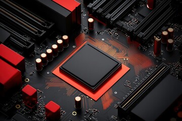 Fototapeta premium High-performance circuit board for gaming consoles with advanced graphics processing, circuit board, entertainment electronics