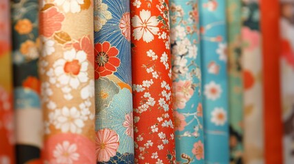 Colorful vibrant and vivid Traditional Japanese fabric pattern.