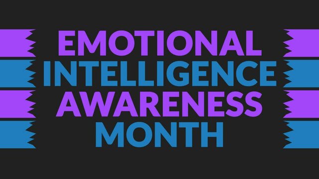 Emotional Intelligence Awareness Month In and Out text from split line animation on a black background. Which is observed every year in October to celebrate Emotional Intelligence Awareness Month.