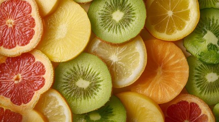 Fresh fruit and vegetable slices, ready to eat.