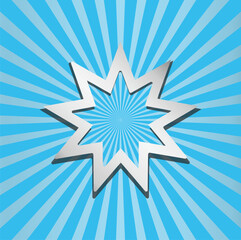 Bahai, religious icon. Vector illustration, flat design. Icon of Bahai Nine pointed star symbol. Vector illustration.