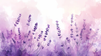 Obraz premium Lavender flowers in watercolor style. watercolor background. Lavender Fields. Illustration