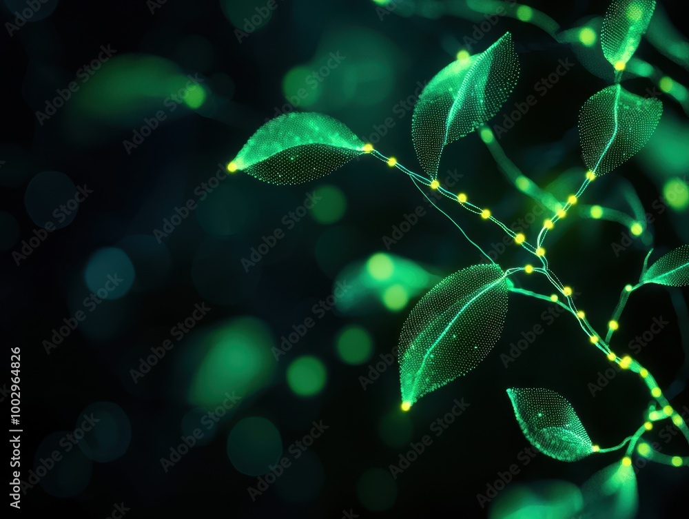 Aufkleber Glowing leaves with soft bokeh background