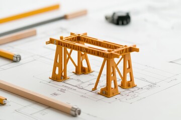 Technical drawing of a steel frame for an industrial building, showing beam connections and load calculations, technical drawings, structural design