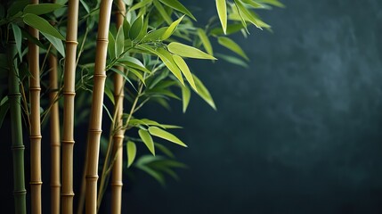 Obraz premium Japanese Bamboo Isolated on Dark Background