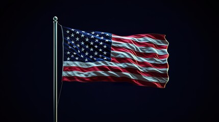USA National Flag Waving on Dark Background