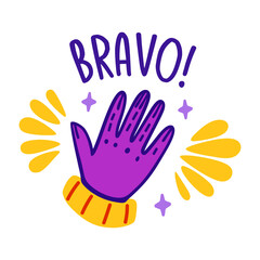 Bravo hand sticker in flat style 