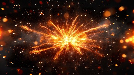 Fototapeta premium Intricate Fireworks Explosion with Varied Colors Isolated on Dark Background
