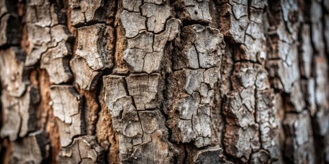 Close-up of rugged tree bark with deep grooves.