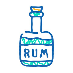 rum drink bottle pirate doodle icon sketch vector. rum drink bottle pirate sign. isolated symbol illustration