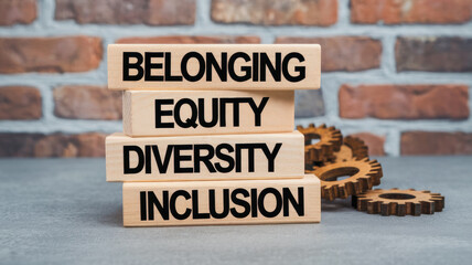 Belonging, Equity, Diversity, and Inclusion Concept with Wood Blocks