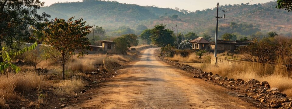 The landscape of Indian rural houses.