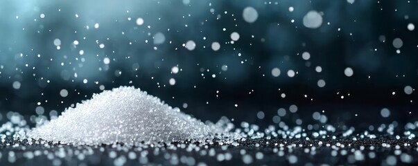 Snow-like grain particles on dark background, abstract texture