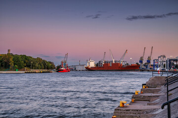 Scenery of Martwa Wisla in Nowy Port at sunset, Gdansk. © Patryk Kosmider