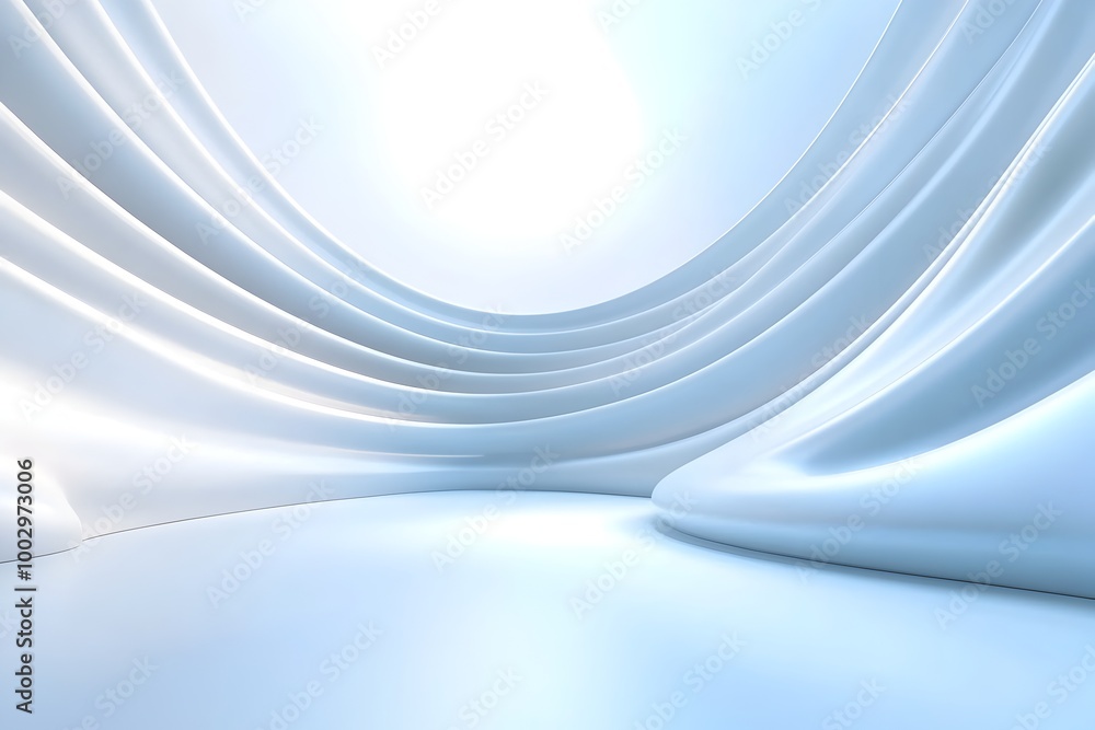 Poster mesmerizing architectural 3d backdrop with fluid shapes and soothing lighting