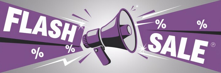 Vibrant Flash Sale Announcement Megaphone Banner - Eye-Catching Promotion Limited-Time Offers Sales Campaigns