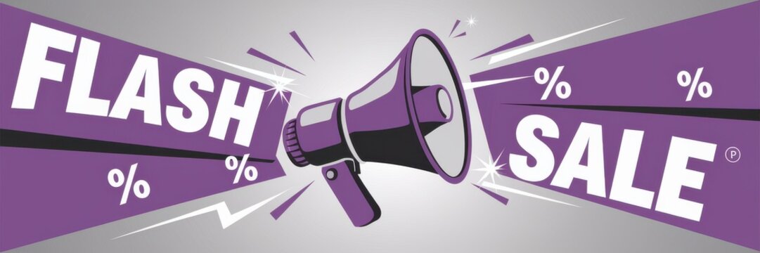 Vibrant Flash Sale Announcement Megaphone Banner - Eye-Catching Promotion Limited-Time Offers Sales Campaigns