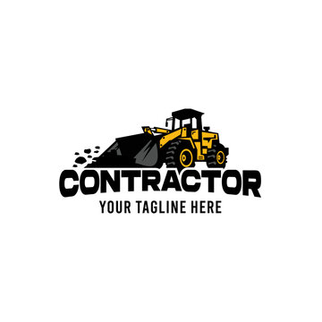 Logo for the building services industry, contractor, bulldozer machine symbol