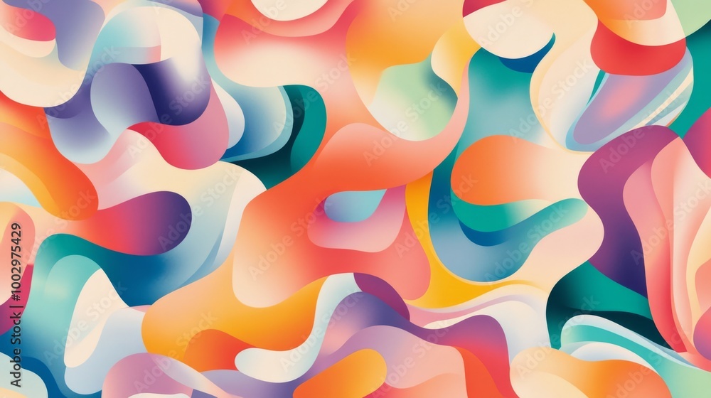 Poster abstract multicolored wave pattern, vibrant visual